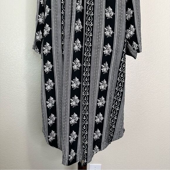 Angie Boho Black White Floral Cover Up Kimono Cardigan - Picture 9 of 12